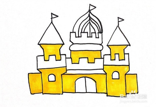 彩色城堡的简笔画