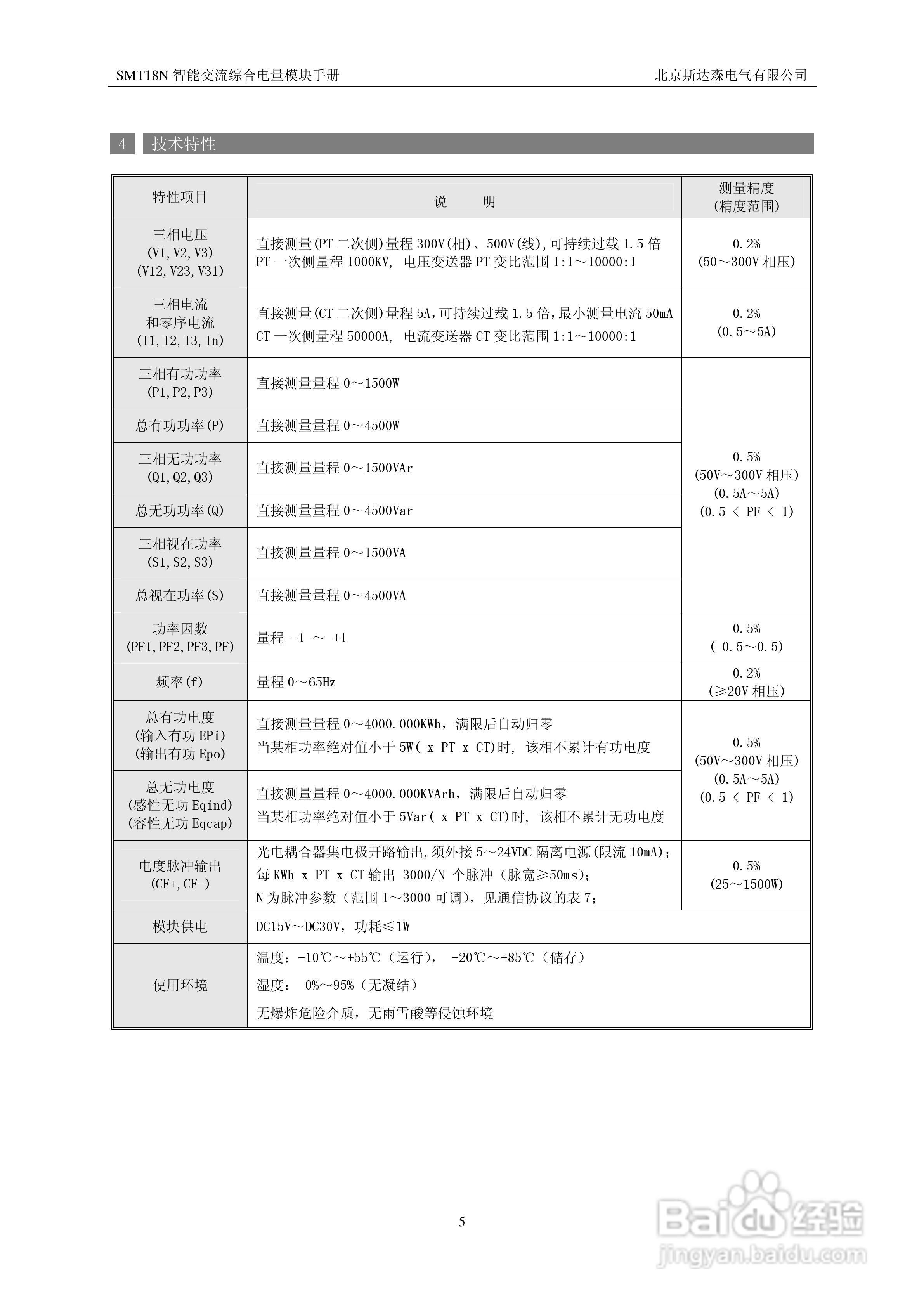 斯达森SMT18N5交流综合电量模块用户手册:[1]