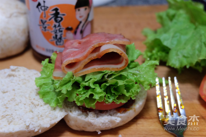 全麦馒头培根汉堡