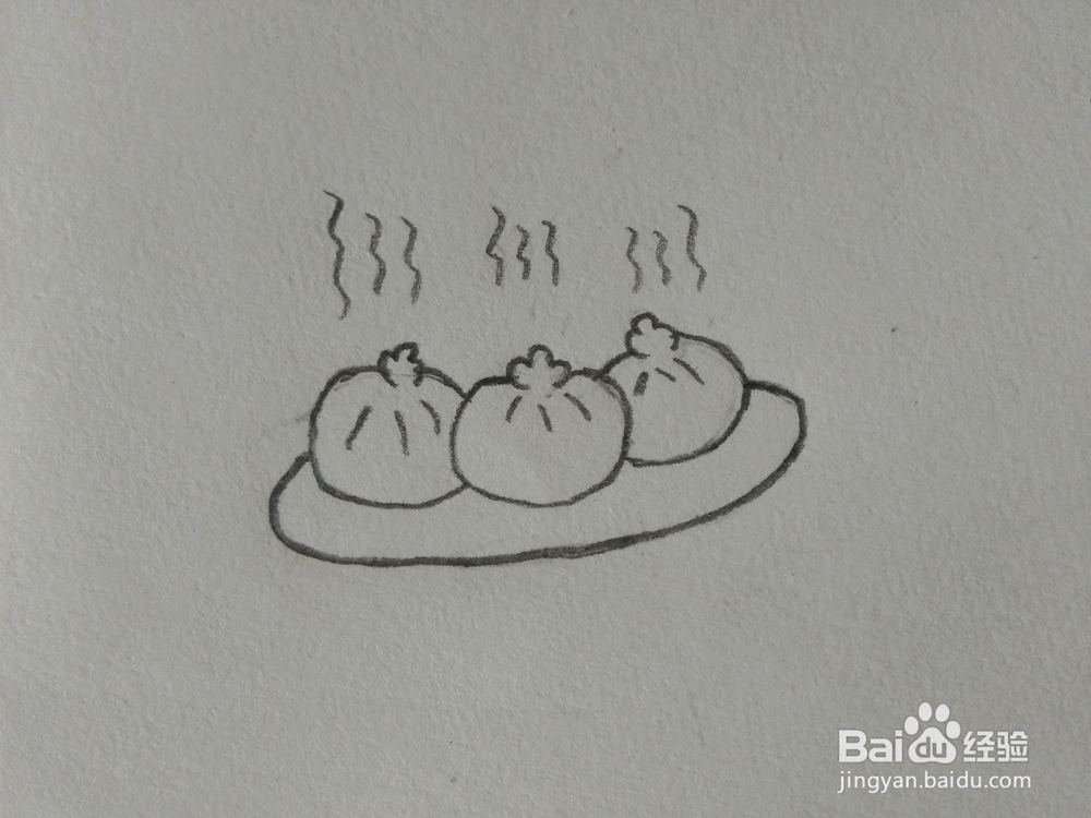简笔画——怎么画一盘包子