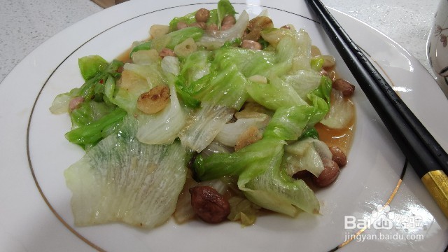 蚝油包菜花生米