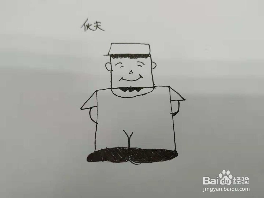 做饭的伙夫简笔画怎么画，怎么画胖胖的厨子？