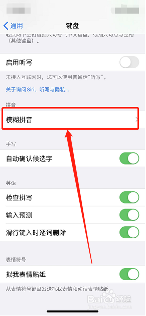 苹果手机怎么样打开模糊拼音