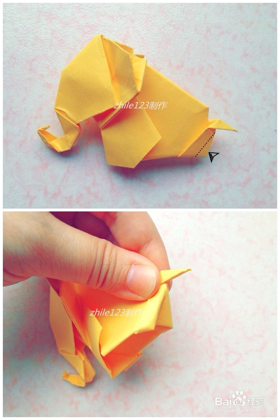 手工折纸制作：[21]一起折:大象