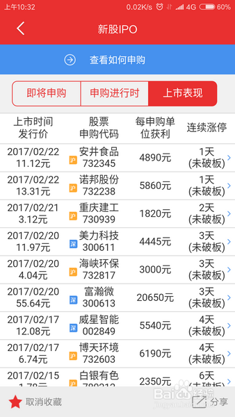 手机同花顺如何查看可以申购的新股
