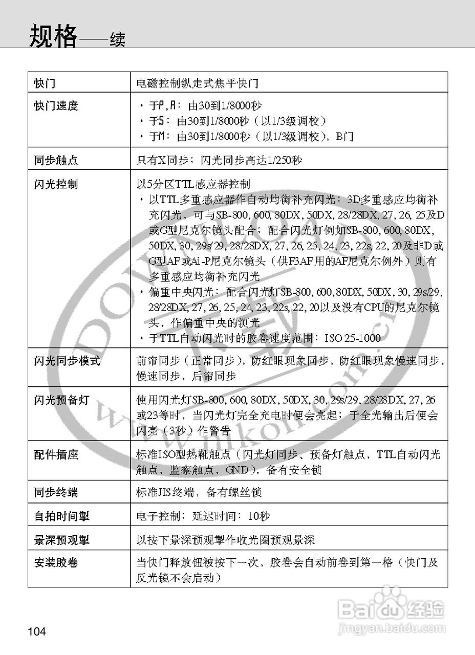 尼康F100数码相机使用说明书:[11]
