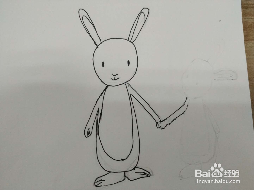 两只小兔子简笔画的画法-怎么画小兔子手拉手