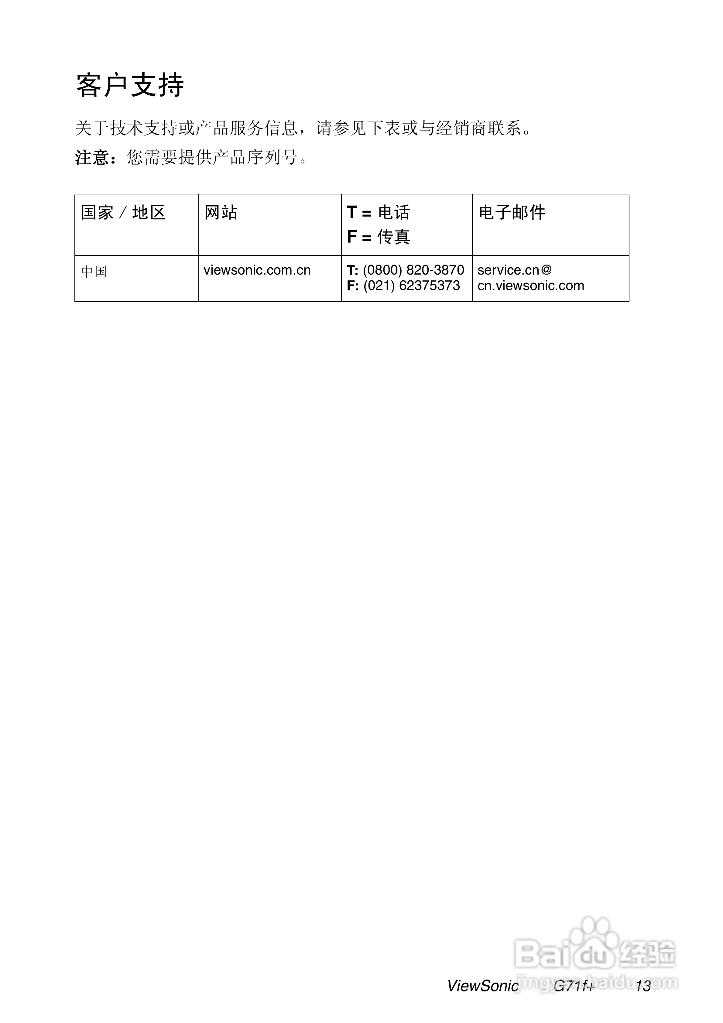 优派G71f+显示器使用说明书