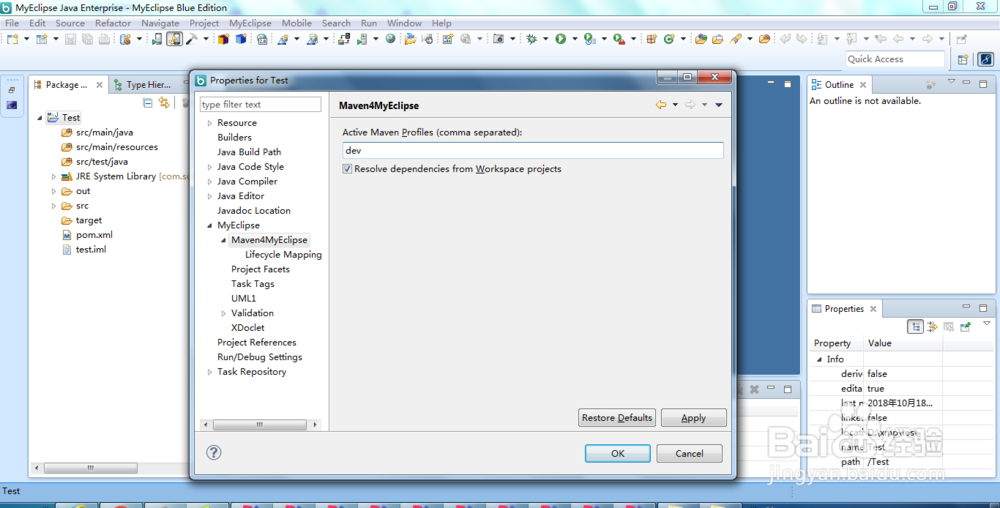 MyEclipse如何设置maven项目的profiles