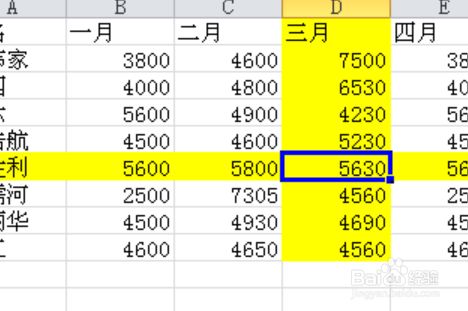 excel十字显示行列