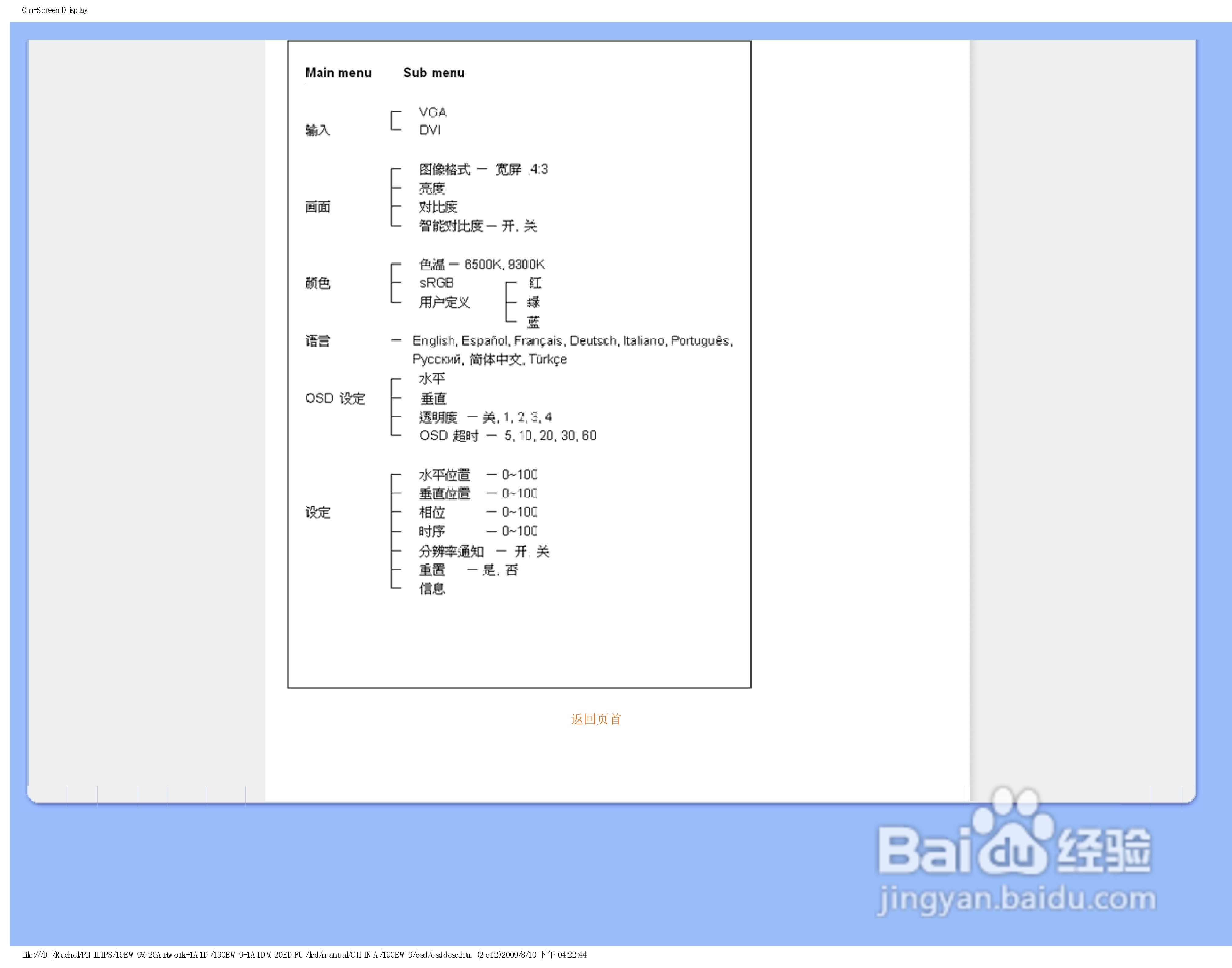 飞利浦190EW9FB/93液晶显示器使用说明书:[5]