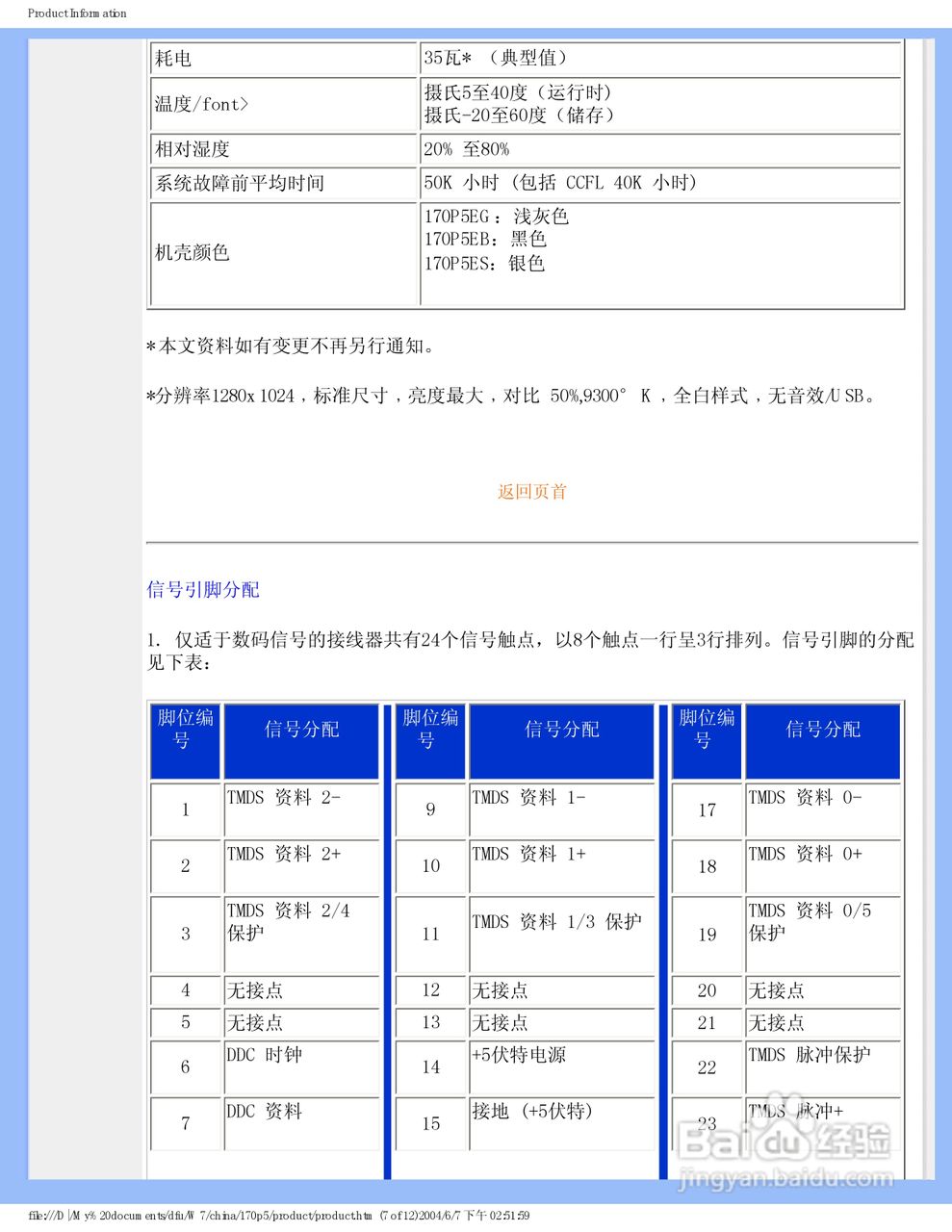 飞利浦170P5EG/93液晶显示器使用说明书:[2]