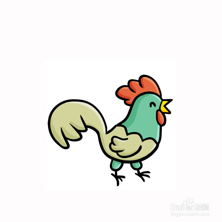 简单彩色公鸡的简笔画