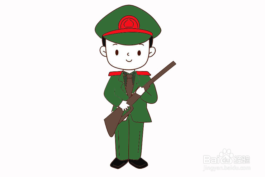 彩色解放军的简笔画