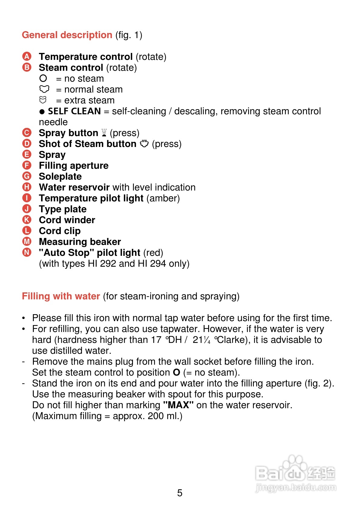 PHILIPS HI 294电熨斗使用说明书:[1]