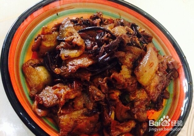 私房菜茶树菇爆炒五花肉