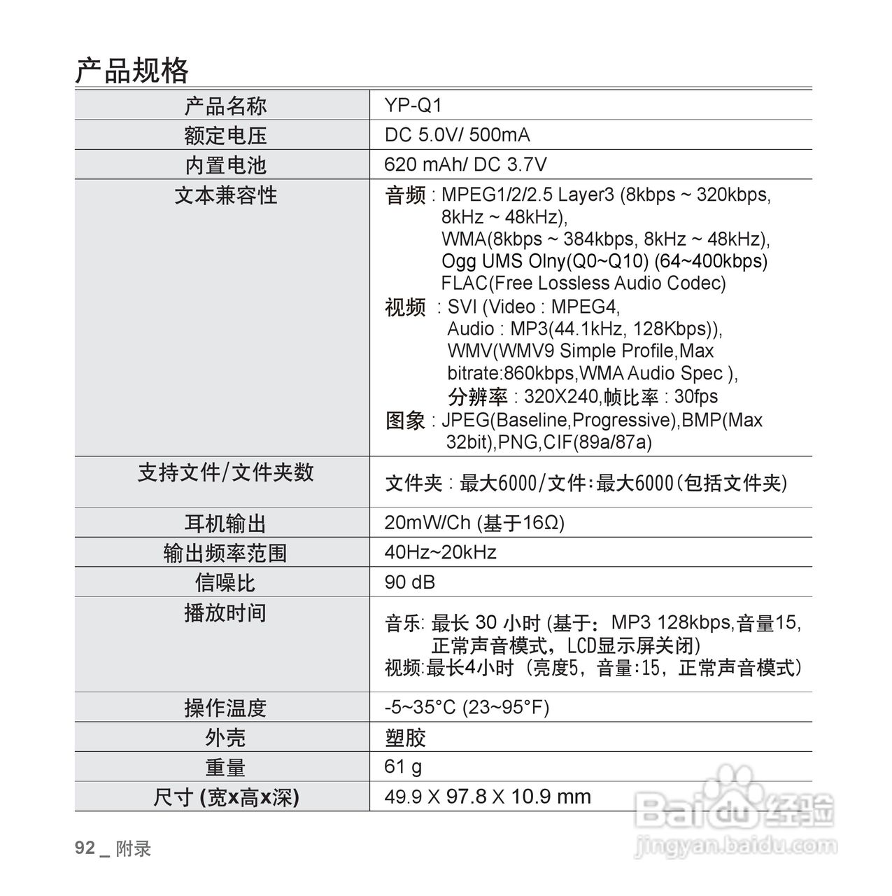 三星YP-Q1 MP4播放器使用说明书:[10]