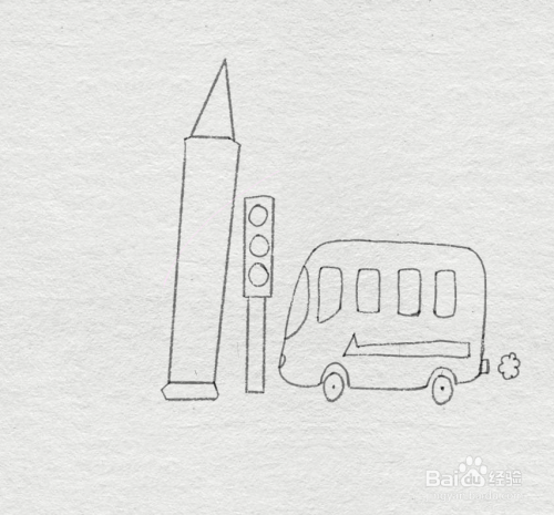 简笔画--如何画行驶在都市的公交车