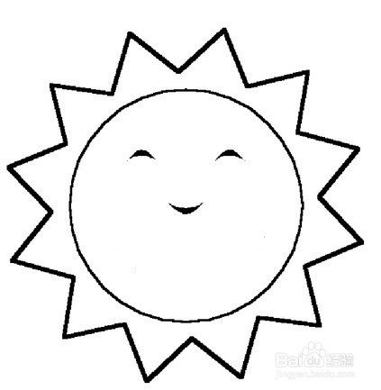 给太阳添加上鼻子.一条弯曲的线条就可以啦.