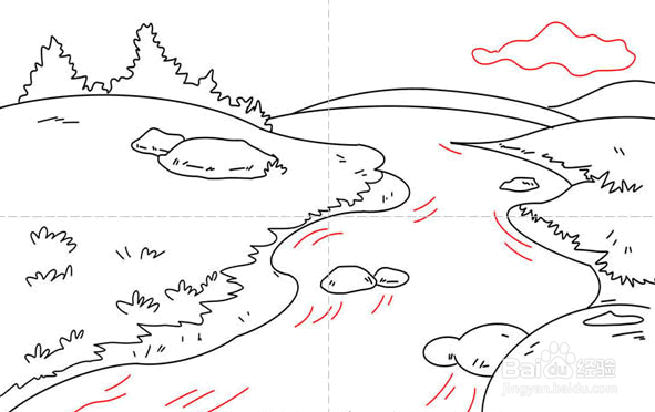 如何画一条卡通河流