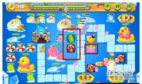 保卫萝卜2第49关攻略 冰川49宝石金萝卜教程