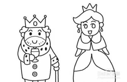 画国王和王后的儿童卡通简笔画教程