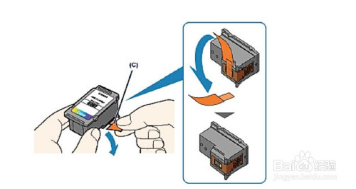 准备新的fine墨盒,从包装中取出新的fine墨盒,并轻轻地取下保护进带
