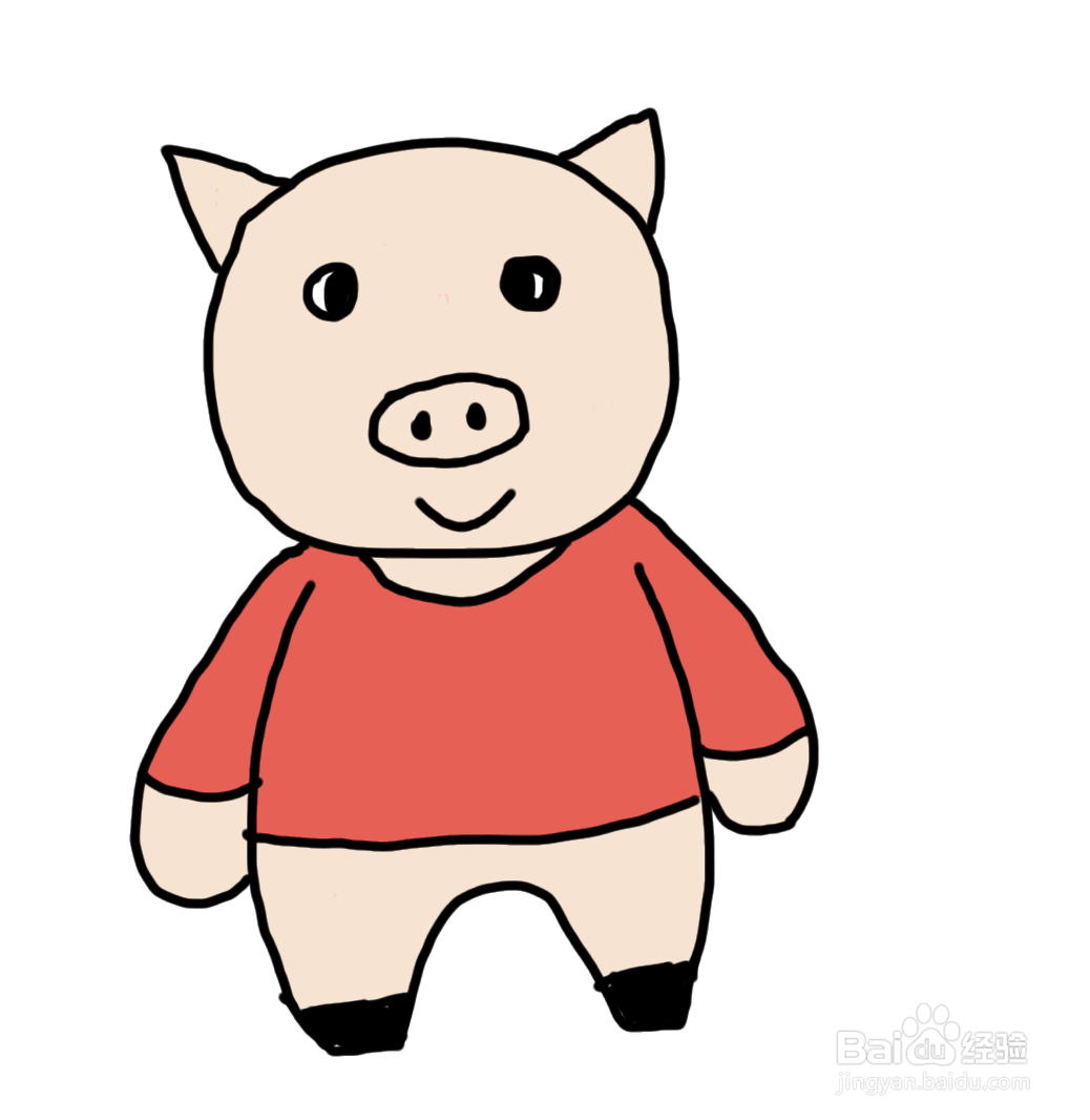 怎么画彩色简笔画卡通动物小猪