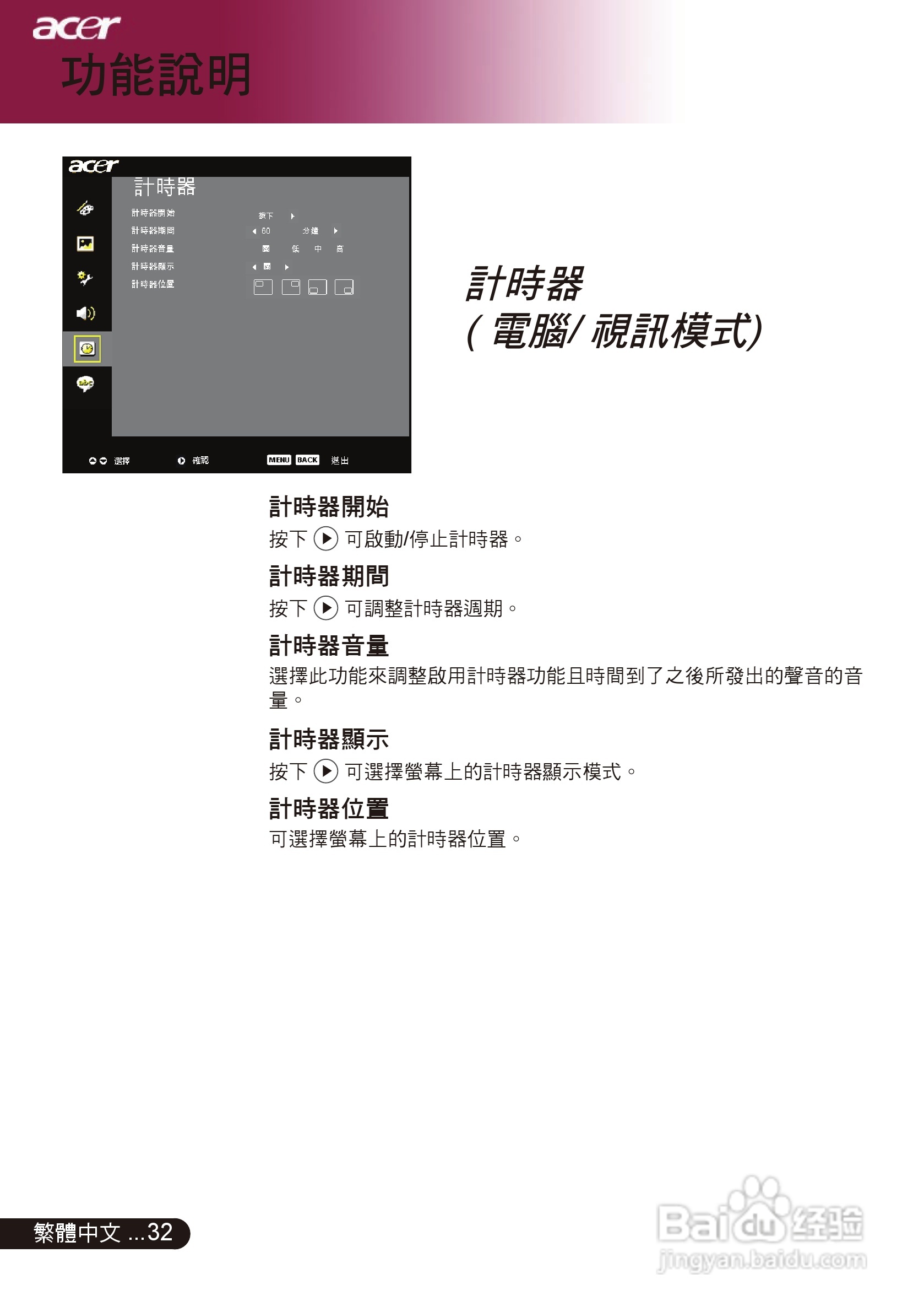 宏基PD311投影机使用说明书:[4]