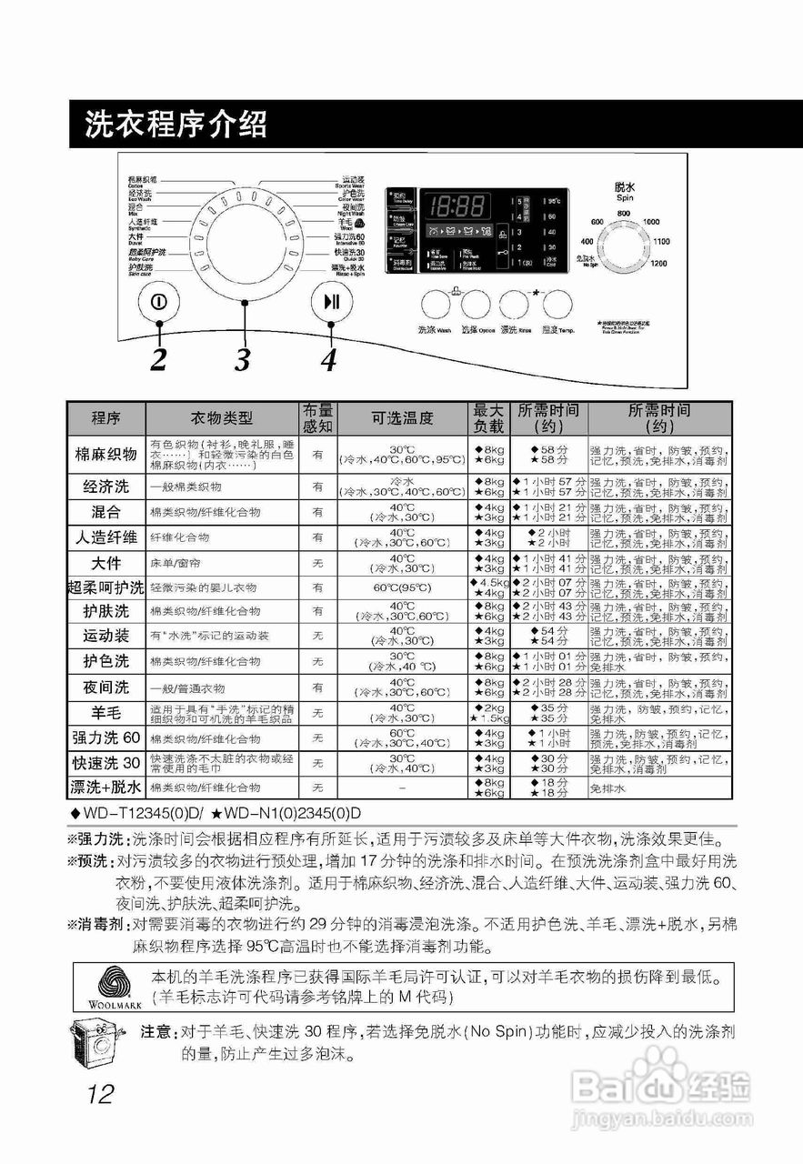 LG WD-N10340D洗衣机使用说明书:[2]
