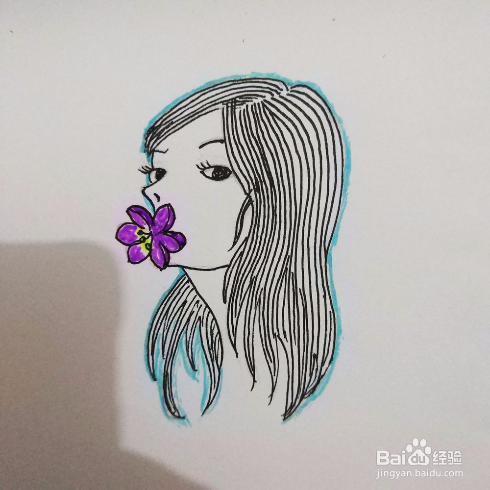 简笔画38：Q版叼花姑娘画法