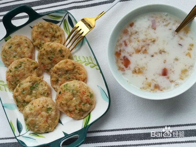 虾仁藕饼邂逅桃胶炖奶的做法