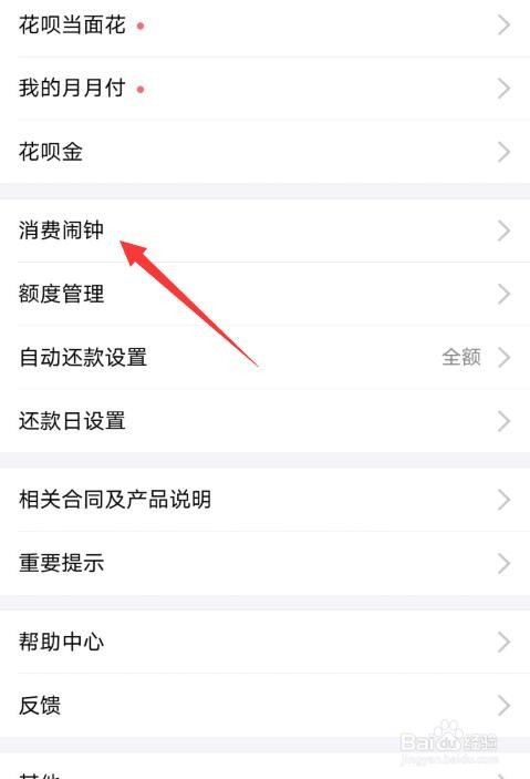 支付宝花呗消费闹钟怎么设置