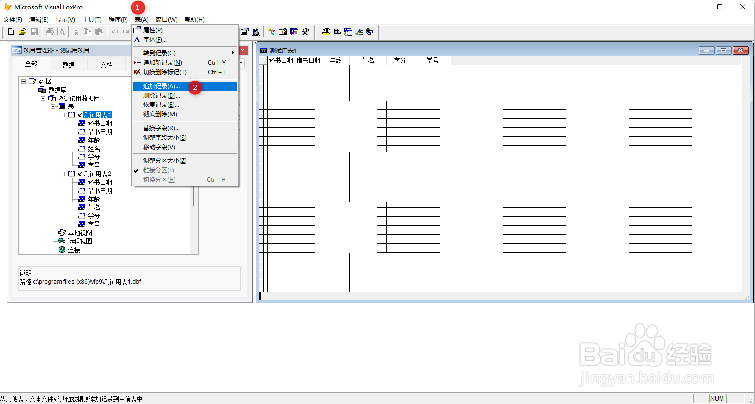 VF9.0利用字段选择器，对表追加记录