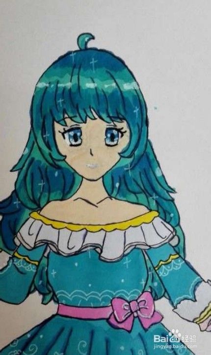 手绘浅蓝少女 百度经验 手绘浅蓝少女 百度经验