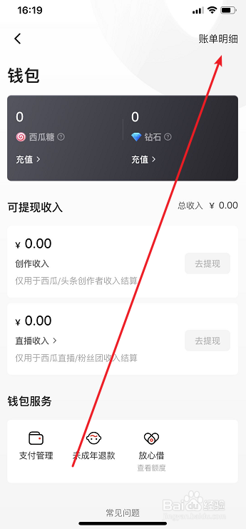 西瓜视频怎么查看账单明细