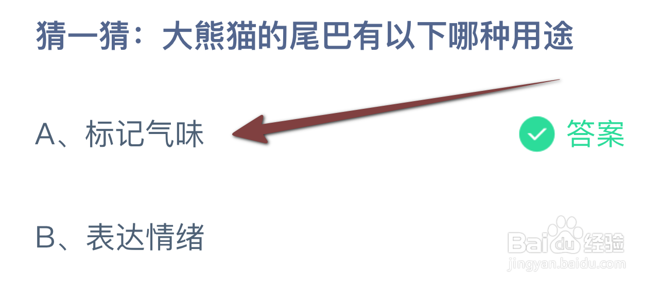 蚂蚁庄园2024.9.23：大熊猫的尾巴有哪种用途