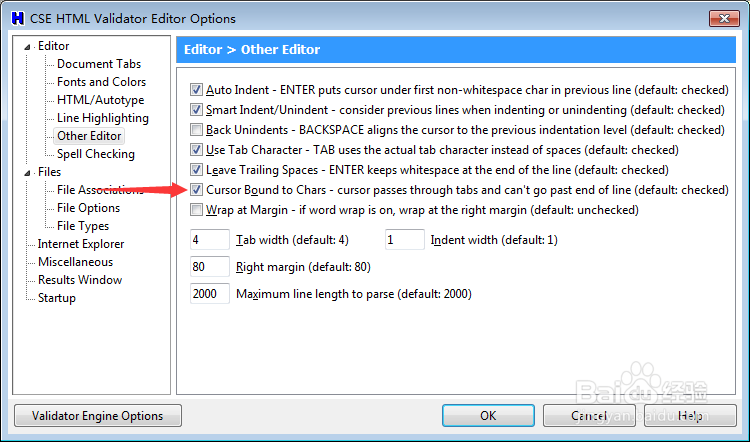 CSE Validator v14.0怎么关闭光标绑定到字符