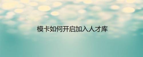 模卡如何开启加入人才库