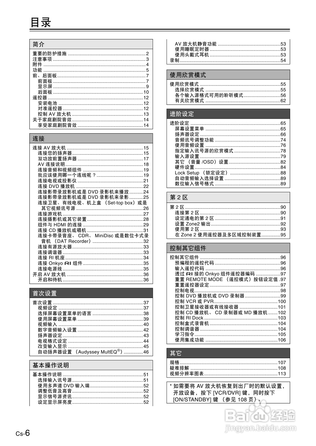 安桥AV放大机TX-SA806型使用说明书:[1]