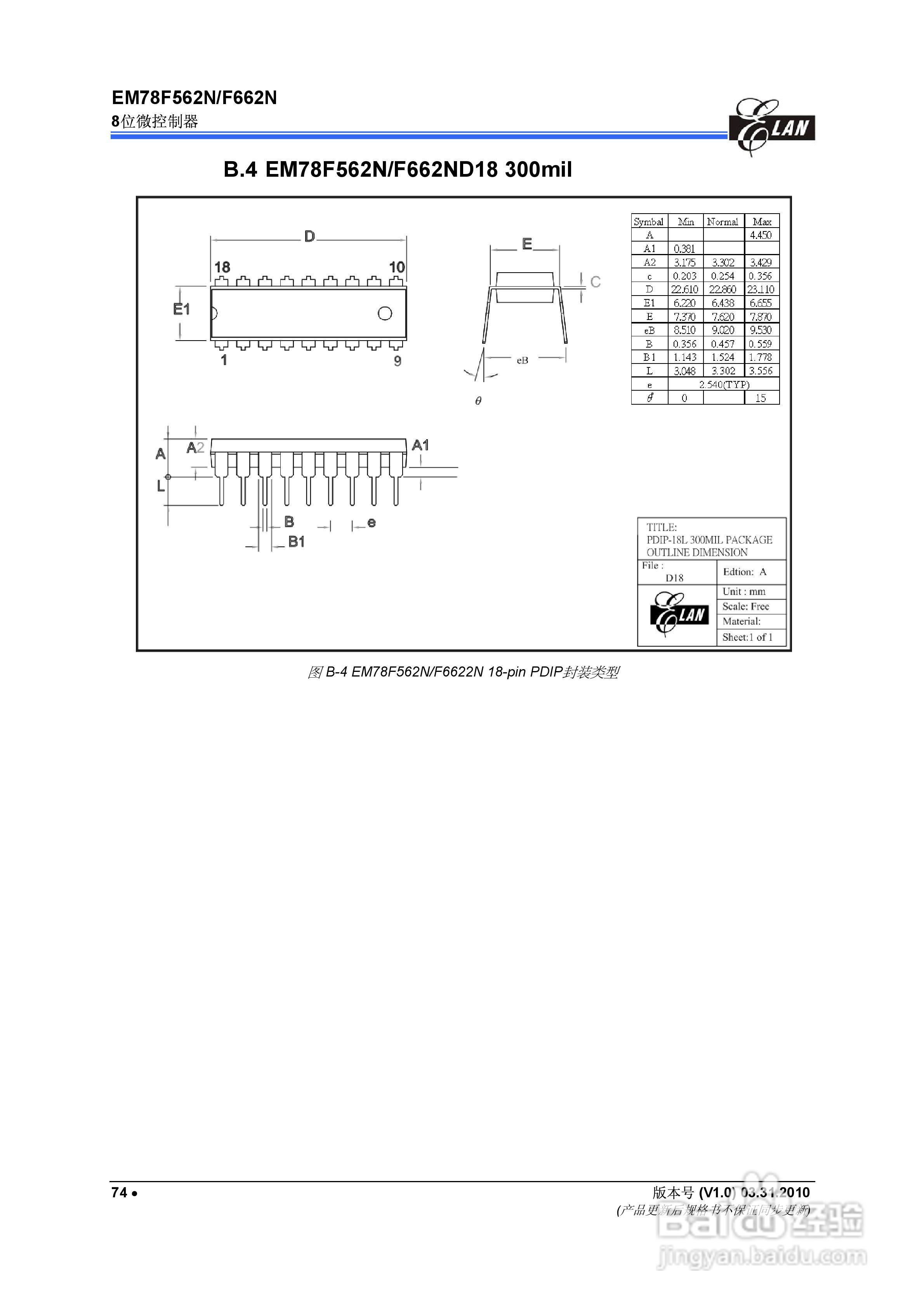 EM78F562N/F662N 8位微控制器说明书:[8]