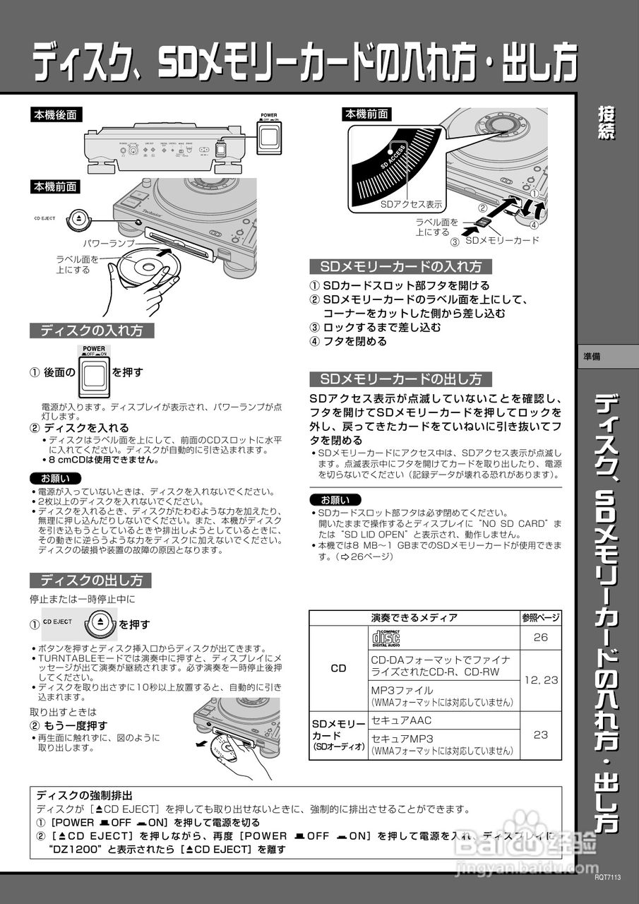 Technics SL-DZ1200 DJ CD播放机説明书:[1]