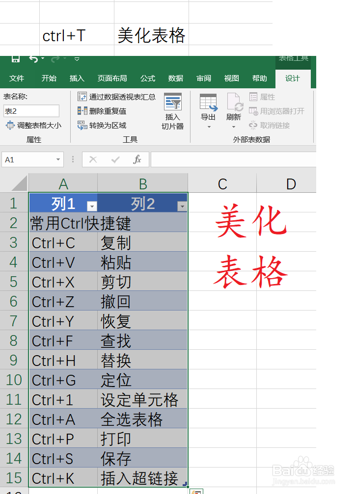Excel常用Ctrl快捷键