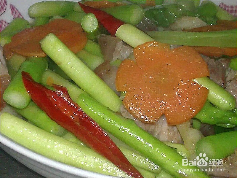 如何做五花肉丝炒芦笋