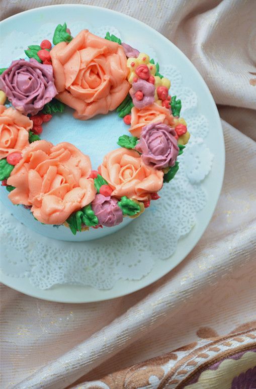 花朵奶油香芒戚风蛋糕