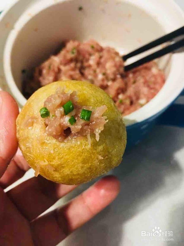 油面筋塞肉怎么做跟好吃
