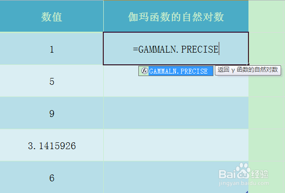 Excel GAMMALN.PRECISE函数的使用方法