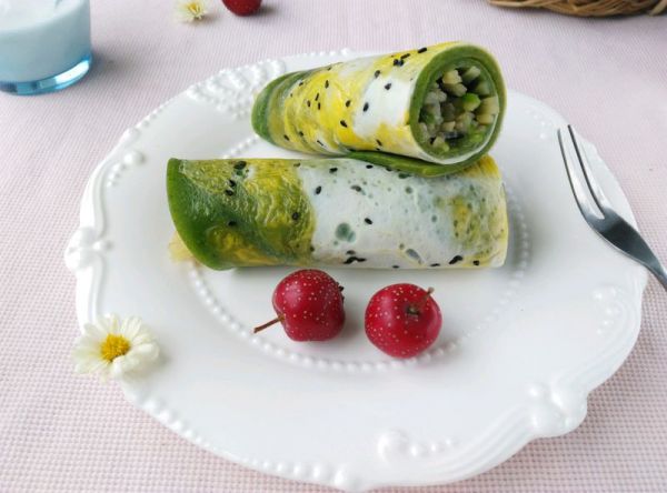 土豆丝菠菜卷饼