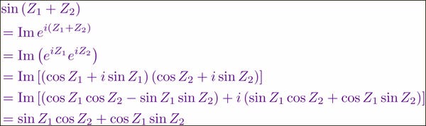 复变函数:证明Sin(Z1+Z2)=SinZ1CosZ2+CosZ1SinZ2