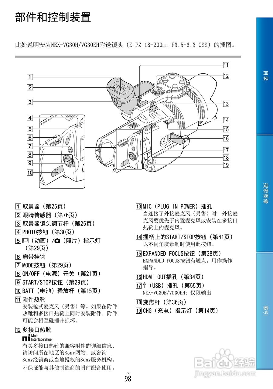 SONY索尼 VG30数码摄像机说明书:[10]